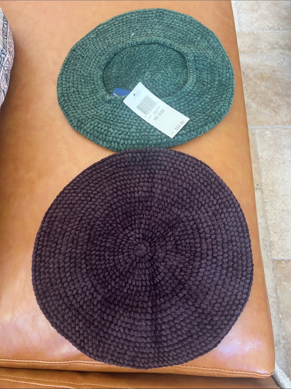 Charter Club Woven Beret in Teal and Deep Brown